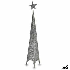 Julgran Torn Stjärna Silvrig Metall Plast 28 x 127 x 28 cm (6 antal)