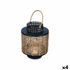 Lykta Svart Metall 17 x 23 x 17 cm (4 antal) Rattan