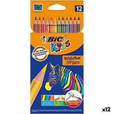 Färgpennor Bic KIDS EVOLUTION STRIPES Multicolour 12 Delar (12 antal)