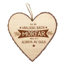 Hjärta Trä Morfar wooden heart