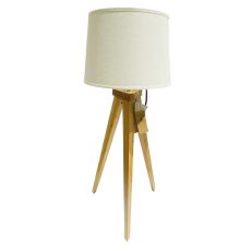 Lampa bord trä Vit skärm 49 cm