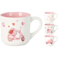 Mugg Rosa Cykel Bil Moped Hjärtan