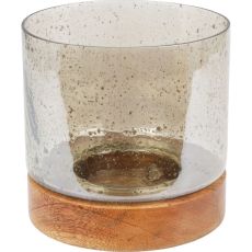 Lykta Stormlykta Ljushållare Trä/Glas 17 cm