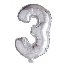 Ballong Siffra 3 Silver 86 cm