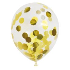 Ballong Konfetti Prickar Guld 6-pack 30 cm Latex
