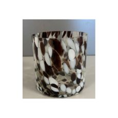 Lykta Glas Mönstrad Brun/Vit 10 cm