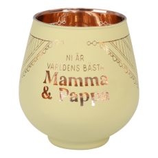 Lykta Mamma & Pappa Glas Mirror Candle med text Ljuslykta