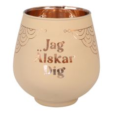 Lykta Jag Älskar Dig Glas Mirror Candle med text Ljuslykta