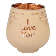 Lykta I Love You Glas Mirror Candle med text Ljuslykta