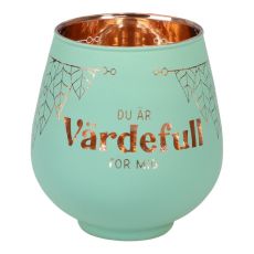 Lykta Du Är Värdefull För Mig Glas Mirror Candle med text Ljuslykta