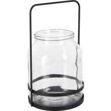 Ljushållare Lykta Svart Glas Metall 29 cm