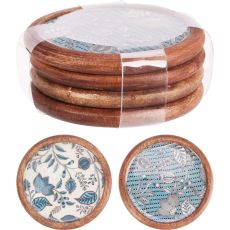 Glasunderlägg Trä/Melamin Blå/Vit 4-pack