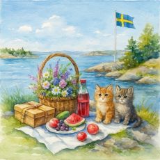 Kaffeservetter Skärgårdskatter 25x25cm 20-pack