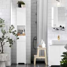 Högskåp Badrumsskåp Smal badrumshylla BZR109-W
