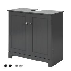 Tvättställsunderskåp med 2 dörrar, Badrumsskåp,Längd 60 Bredd 30 Höjd 60 cm,grå, BZR18-DG