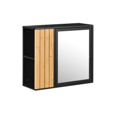 Väggskåp med Spegel för Badrum – Stilrent Svart Badrumsskåp i MDF – Flexibel Förvaring, Enkel Montering – Hängande Skåp för WC, 50x20x45 cm, BZR204-SCH