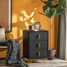 Nattduksbord med 3 lådor Soffbord Sidobord Sängbord FBT115-L-SCH