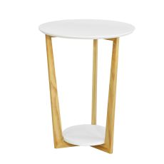 Soffbord Hörnbord Sidobord med hyllor Längd 45 cm Bredd 45 cm Höjd 60 cm vit FBT52-WN