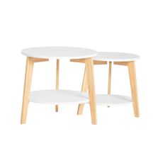 Runda satsbord set om 2 Soffbord Testad för 25 kg FBT75-W
