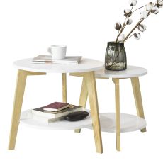 Runda satsbord set om 2, Soffbord, vit, Testad för 25 kg, FBT75-W
