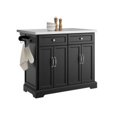 FKW71-II-SCH Köksö på hjul 115x92x(46–71) cm – Utdragbar Arbetsyta +25 cm, 2 Lådor, 360° Hjul, 100 kg – Svart