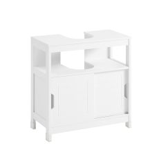 FRG128-II-W – Stilrent och Praktisk Badrumsskåp med 2 Tysta Skjutdörrar, Perfekt för Små Utrymmen, Vit, 60x30x60 cm