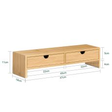 Bildskärmsställ med 2 lådor Laptopställ massivt trä av bambu FRG198-N