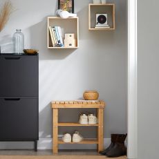 Sittbänk badrum, Hallbänk, Skohylla, Testad för 120 kg, Längd 50 cm, Bredd 29 cm, Höjd 46 cm, brun, FSR02-K-N