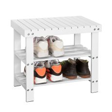 Sittbänk badrum, Hallbänk, Skohylla, Testad för 120 kg, Längd 50 cm, Bredd 29 cm, Höjd 46 cm, vit, FSR02-K-W