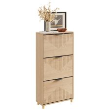 FSR213-N smal skoskåp - skoskåp i trä 24 cm brett, stor kapacitet för skor upp till storlek 47, nordisk design, idealisk för hall, entré, familj, färg trä, mått 60x24x120 cm
