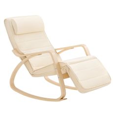 Modern gungstol med fotpall, Loungestol, beige, FST16-W