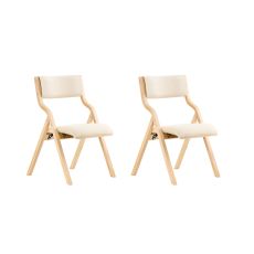 FST40-Wx2 Hopfällbara Stolar i 2-pack – Vadderade Trästolar, Platsbesparande & Redo att Använda, Vit