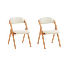 FST92-Wx2 Hopfällbara Stolar i Trä – 2-pack, Ergonomisk & Bekväm, Perfekt för Matplats, Kontor eller Små Utrymmen, Vit