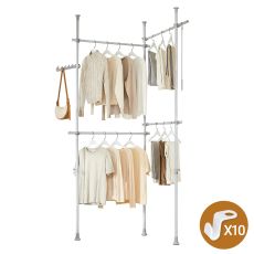 KLS03-II-HG Justerbart & Stabilt Klädställ – Teleskopisk Öppen Garderob för Sovrum & Walk-in Closet, Grå