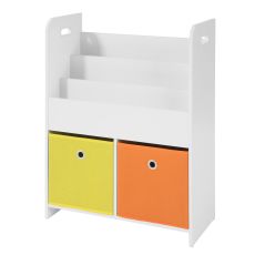 Barnhylla med 2 korgar Förvaringskombination Längd 58 cm Bredd 27 cm Höjd 76 cm vit KMB27-W