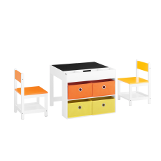 Set med 2 stolar, ritbord, vändbart bord, 4 lådor, barnbord KMB75-K-W
