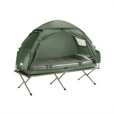 Enmanstält Campingsäng med tält Tältsäng med sovsäck luftmadrass och tillbehör grön OGS32-GR