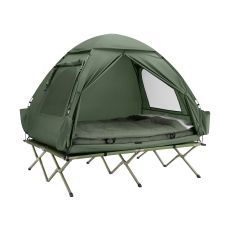 Campingtält 2 manna Campingsäng med tält Tältsäng med sovsäck luftmadrass och tillbehör grön OGS32-L-GR