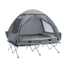 Campingtält 2 manna Campingsäng med tält Tältsäng med sovsäck luftmadrass och tillbehör grå OGS32-L-HG