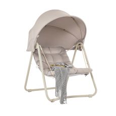 OGS62-MI Hängestol Hängesessel Outdoor Gungstol Utomhus Möbler Set Balkongmöbler Trädgårdssäng Solstol Liegestol Hängmatta Gungstol Sittsäck Beige 108x163x126 cm