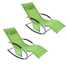 2 x Gungstol, Loungestol, Utemöbler, 2-sits, grön, OGS28-GRx2