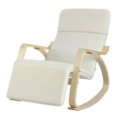 Modern gungstol med fotpall, Loungestol, beige, FST16-W