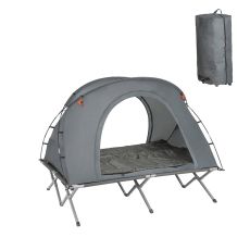 Campingtält 2 manna Campingsäng med tält Tältsäng med sovsäck luftmadrass och tillbehör grå OGS60-L-HG