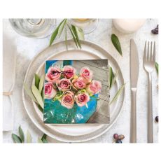 Servetter Rosor i korg 33x33cm