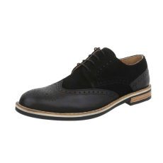 Svart lädersko med brogue mönster
