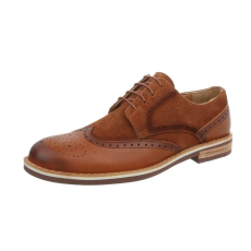 Brun lädersko med brogue mönster