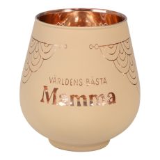 Lykta Mamma Glas Mirror Candle med text Ljuslykta