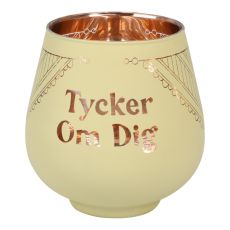 Lykta Tycker Om Dig Glas Mirror Candle med text Ljuslykta
