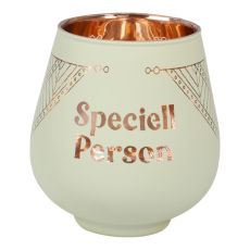 Lykta Speciell Person Glas Mirror Candle med text Ljuslykta