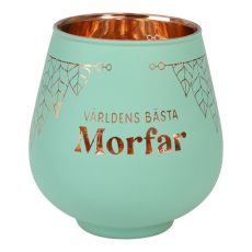 Lykta Morfar Glas Mirror Candle med text Ljuslykta